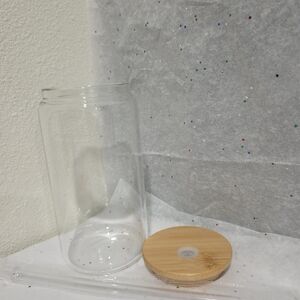16oz Clear Tumbler With Bamboo Lid And Straw